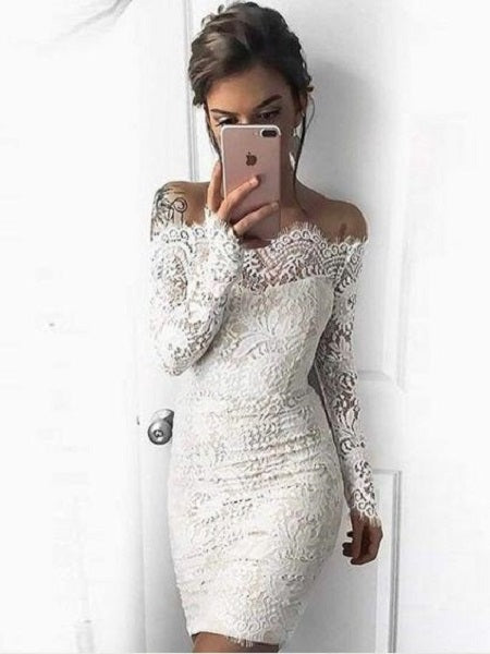 Short Off The Shoulder Lace Tight ...